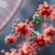 Close-up of colorful bacteria and antibiotic molecules interacting, with a faint DNA strand in the background symbolizing antibiotic resistance and...